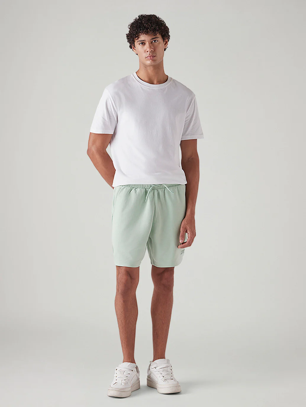 Men's Light Green Regular Fit Mid Rise Shorts - Image 2