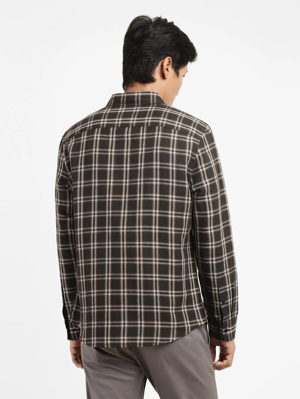 Men's Checkered Spread Collar Shirt - Image 3