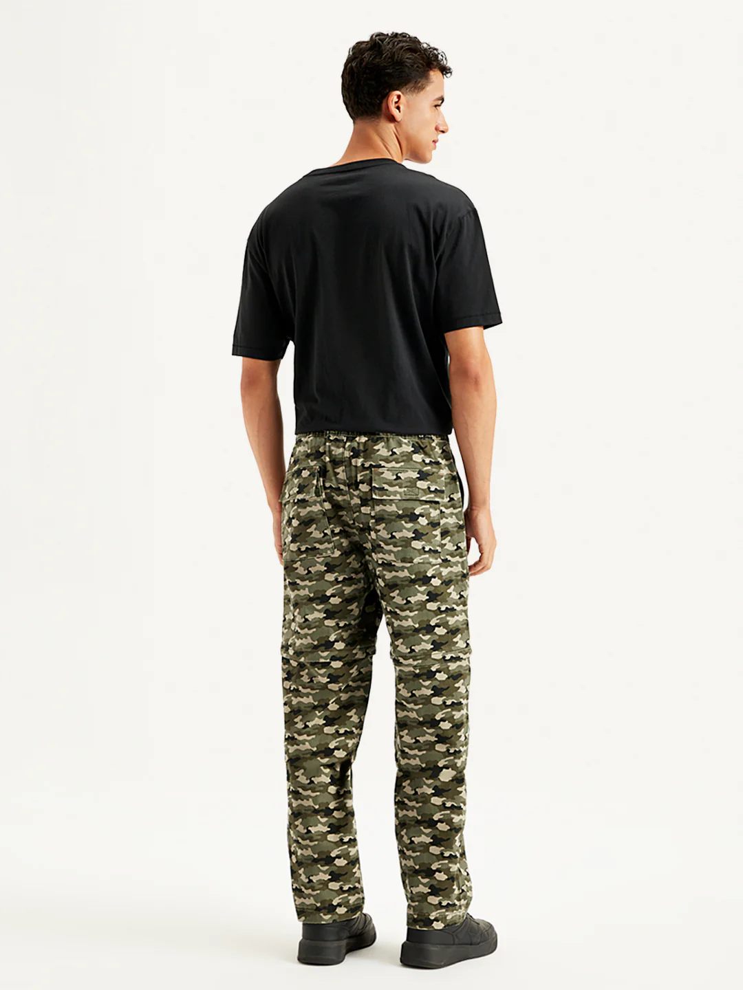 Men's Olive Regular Fit Cargo Trousers - Image 2
