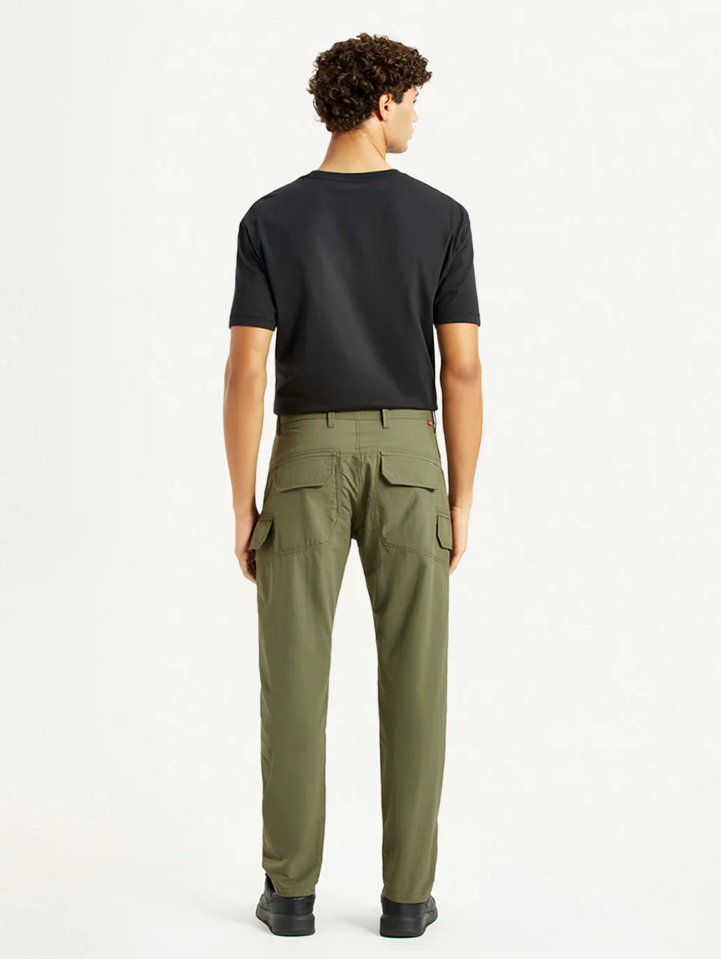 Men's Olive Slim Fit Cargo Trousers - Image 4