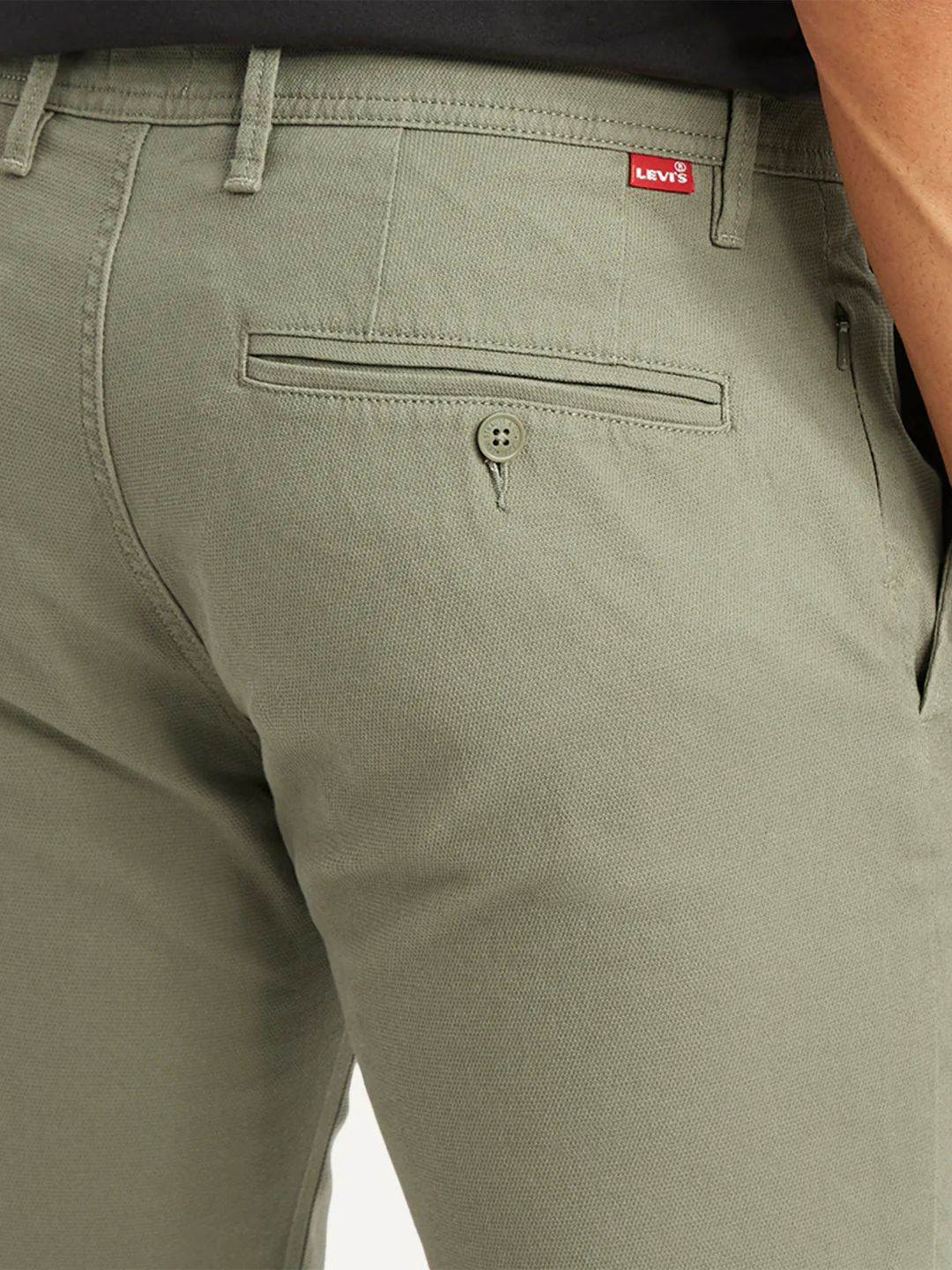 Men's Olive Slim Fit Chinos - Image 3