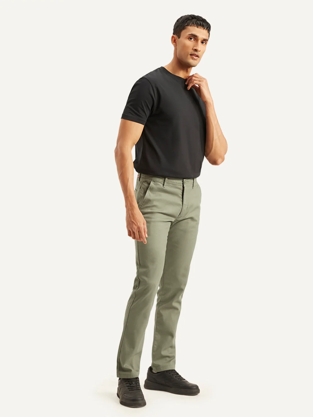 Men's Olive Slim Fit Chinos - Image 4