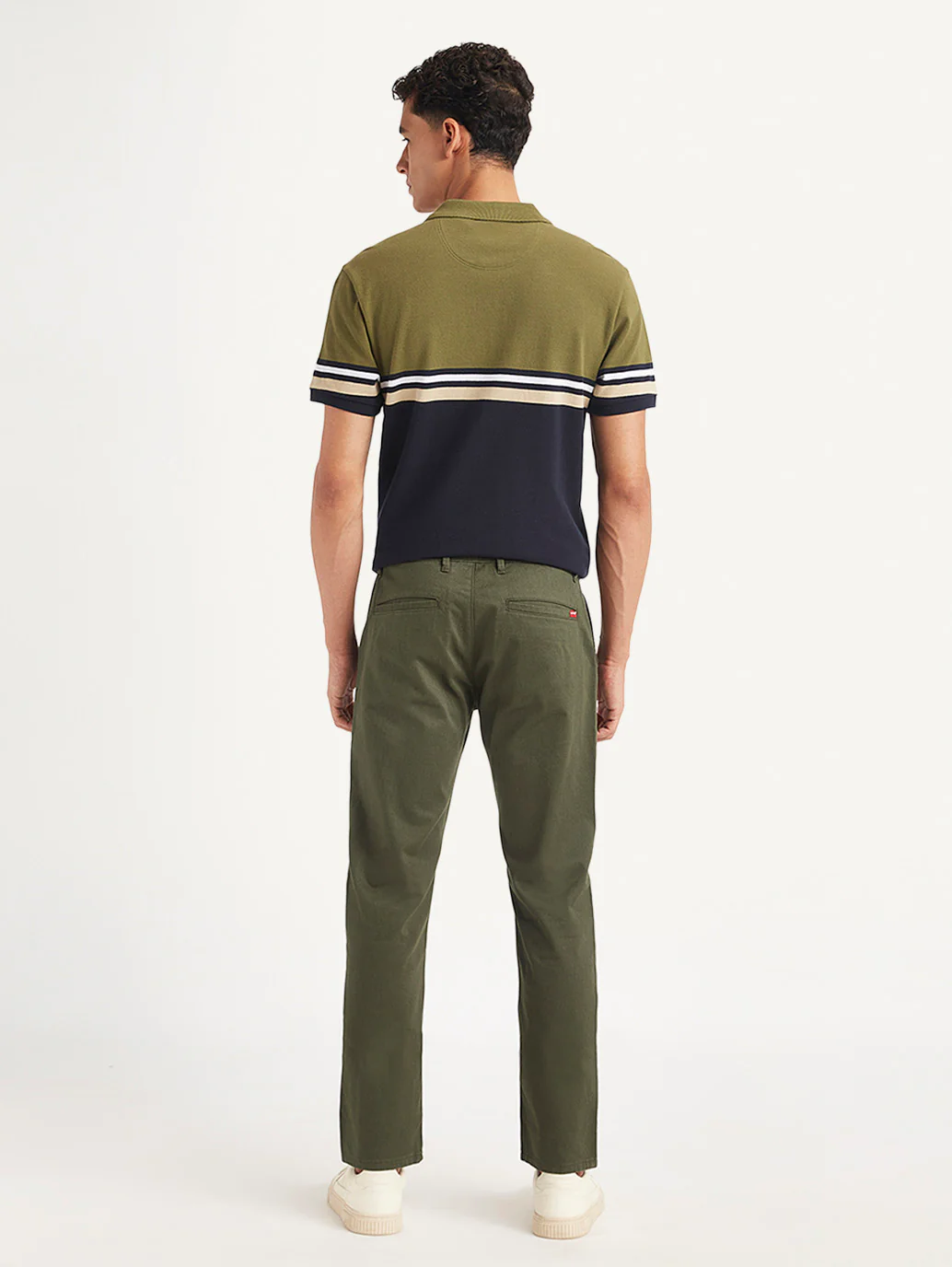 Men's Olive Slim Fit Chinos - Image 2