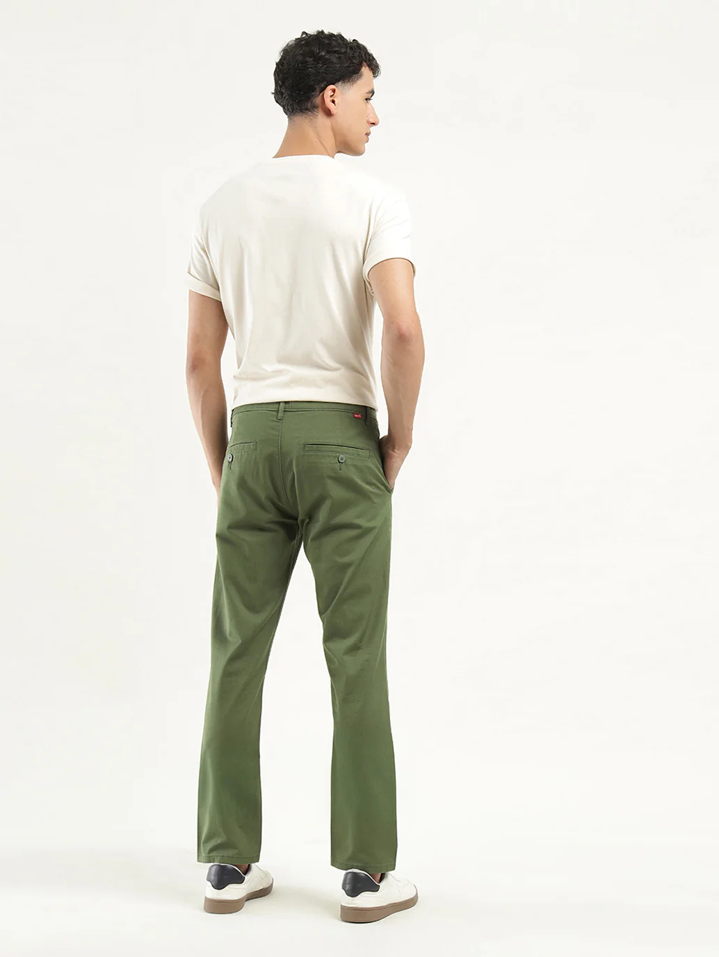 Men's Olive Slim Fit Chinos - Image 3