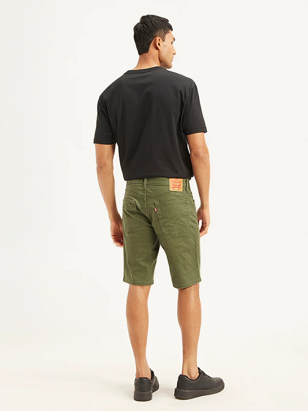 Men's Olive Tapered Shorts - Image 2
