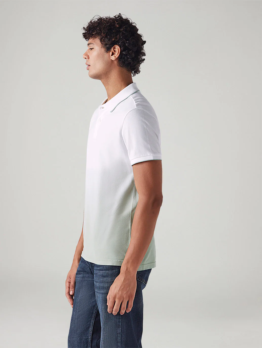 Men's Ombre Slim Fit Overdyed Pique Polo T-Shirt - Image 5