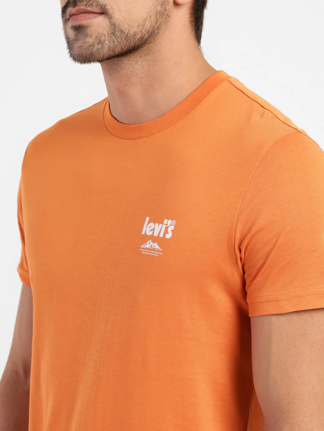 Men's Orange Solid Crew Neck T-Shirt - Image 5