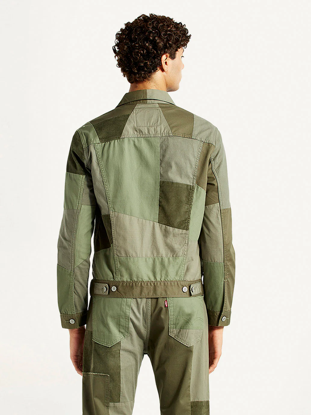 Men's Patchwork Green Trucker Jacket - Image 3