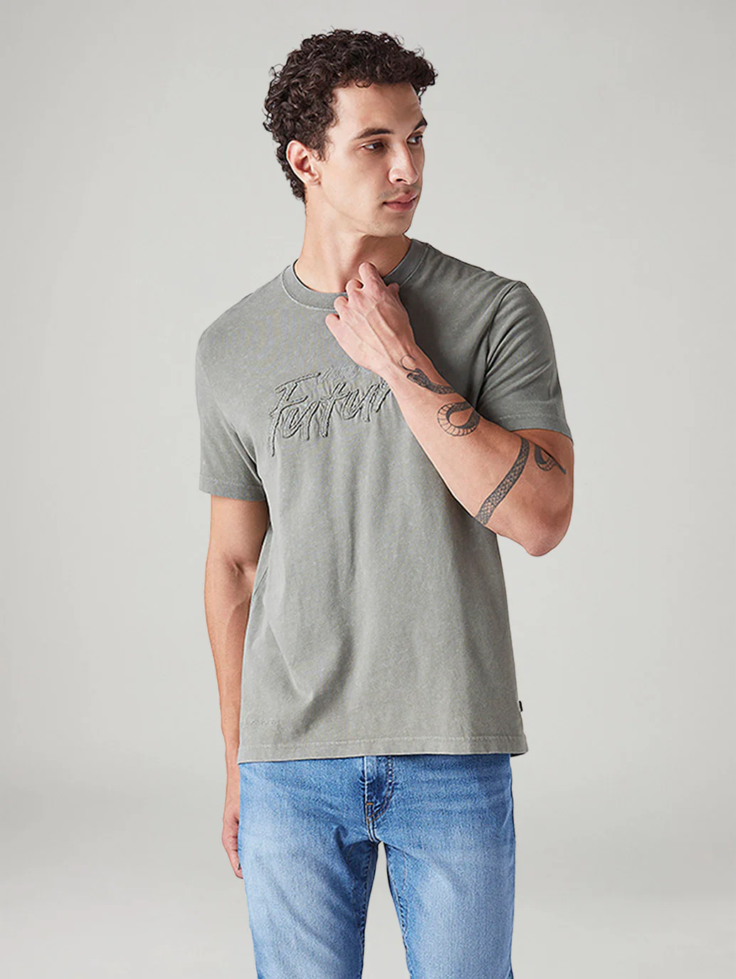 Men's Patchwork Regular Fit Overdyed T-Shirt