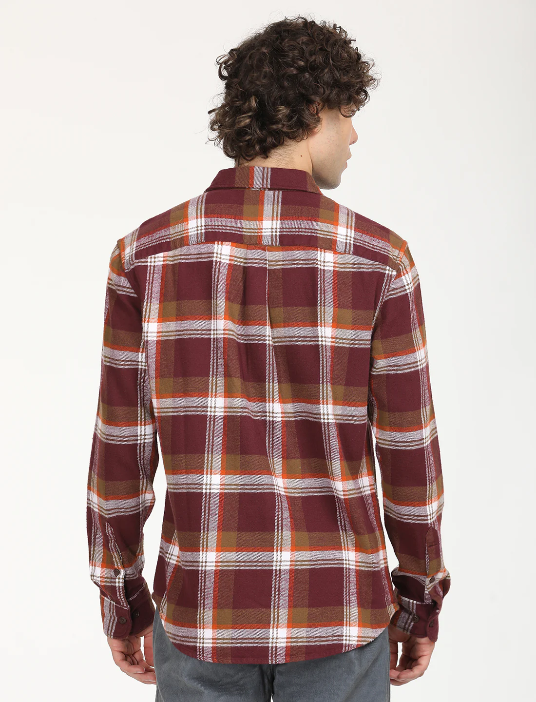 Men's Plaid Red Spread Collar Shacket - Image 2
