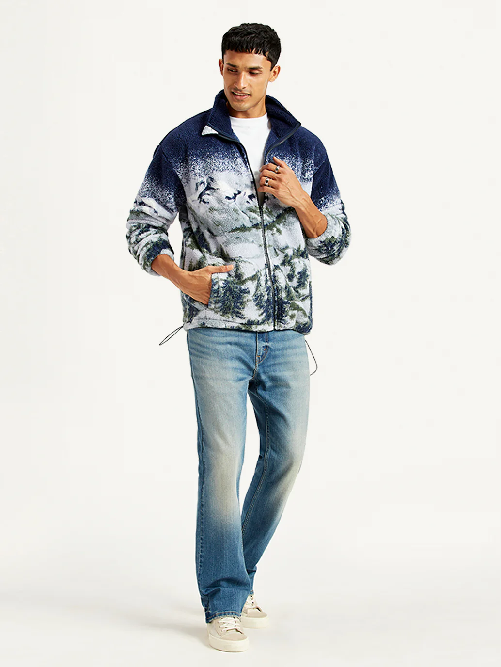 Men's Printed Grey Collar Neck Sweatshirt