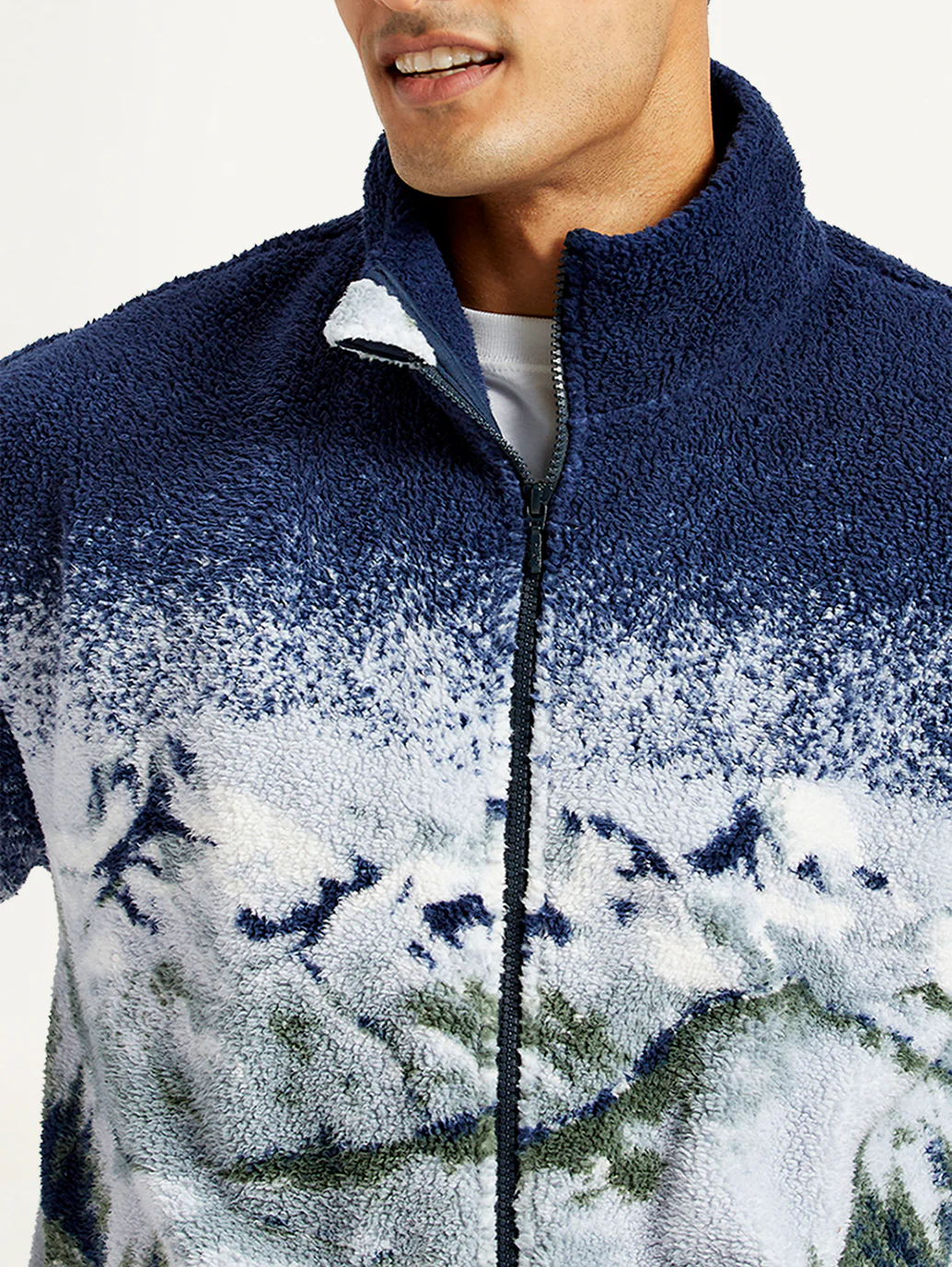 Men's Printed Grey Collar Neck Sweatshirt - Image 4