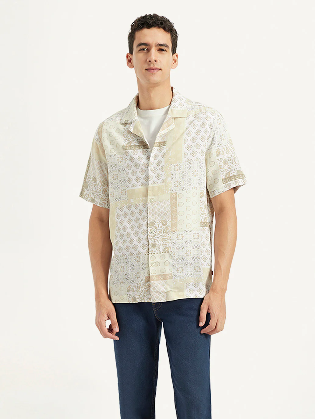 Men's Printed Resort Collar Loose Fit Linen Shirt - Image 2