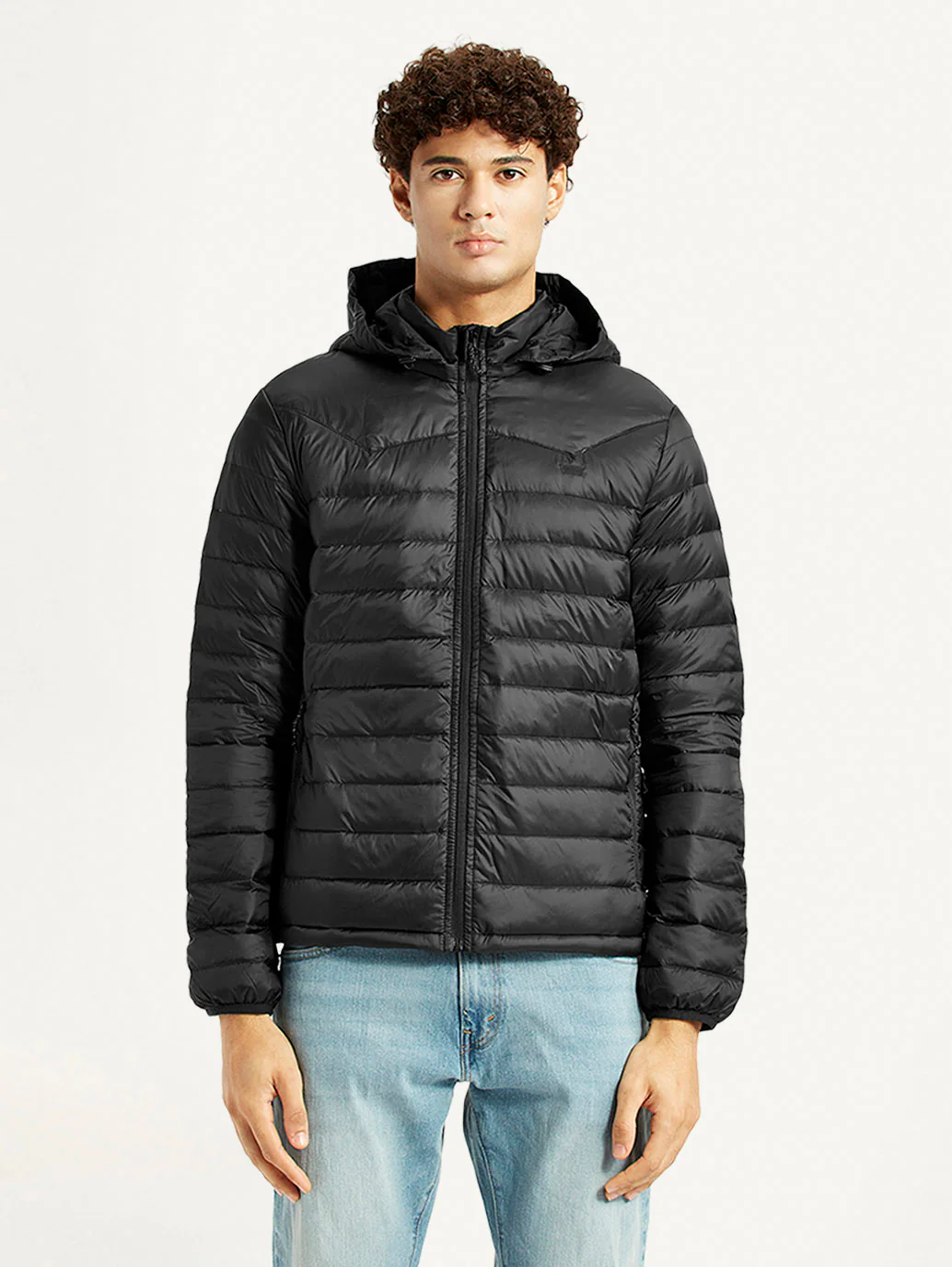 Men's Quilted Black Slim Fit Puffer Jacket - Image 5