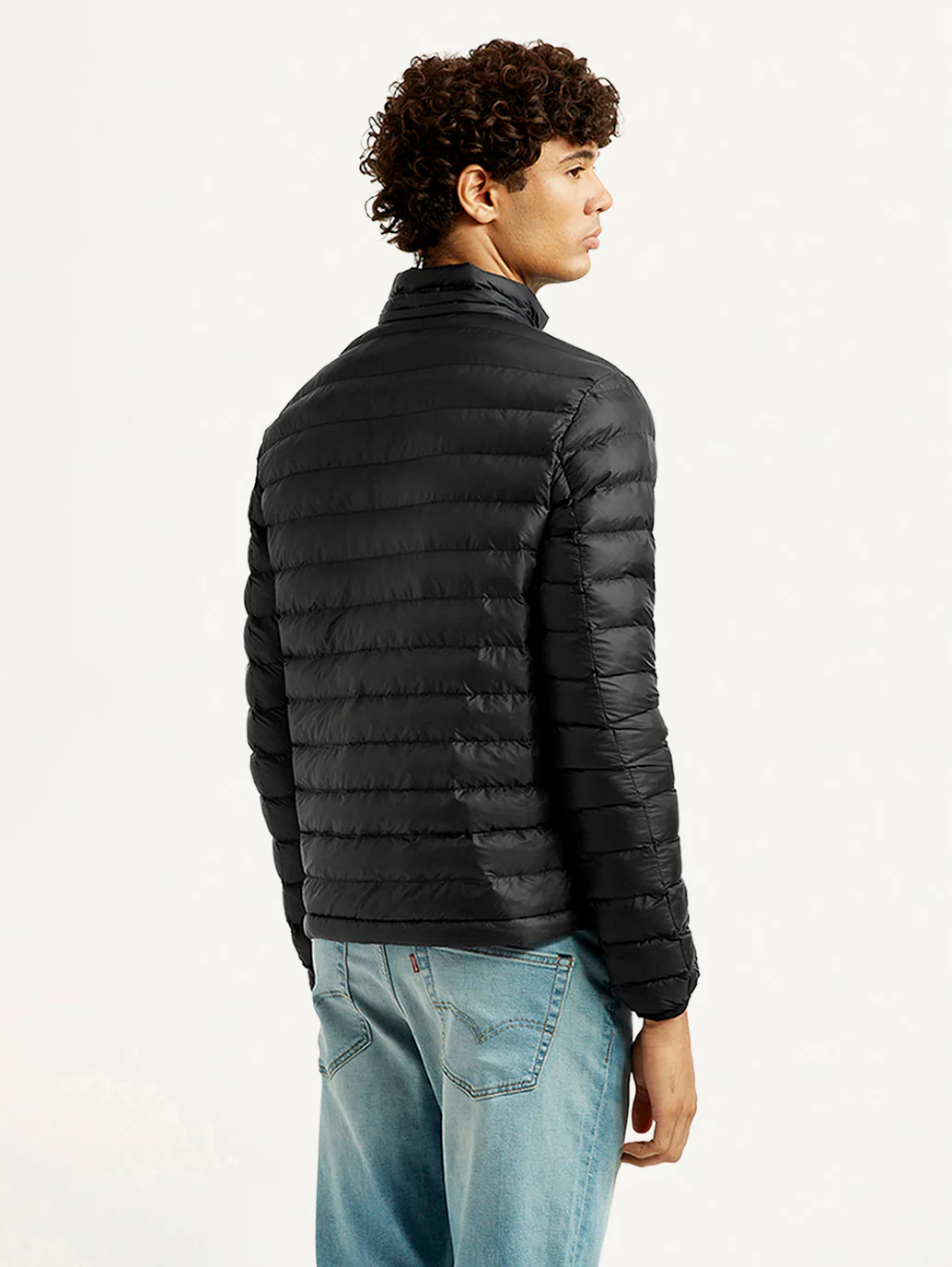 Men's Quilted Black Puffer Jacket - Image 4