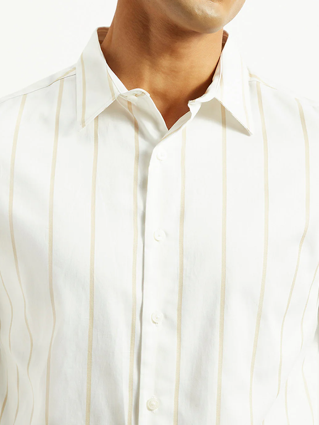 Men's Redloop Striped White Slim Fit Shirt - Image 3