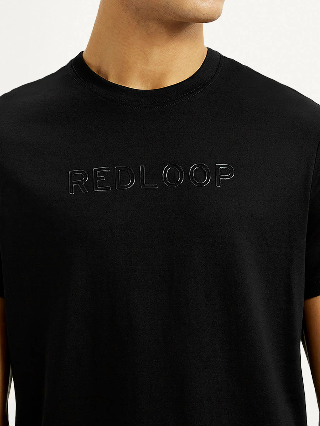 Men's Redloop Typography Black Slim Fit T-shirt - Image 4