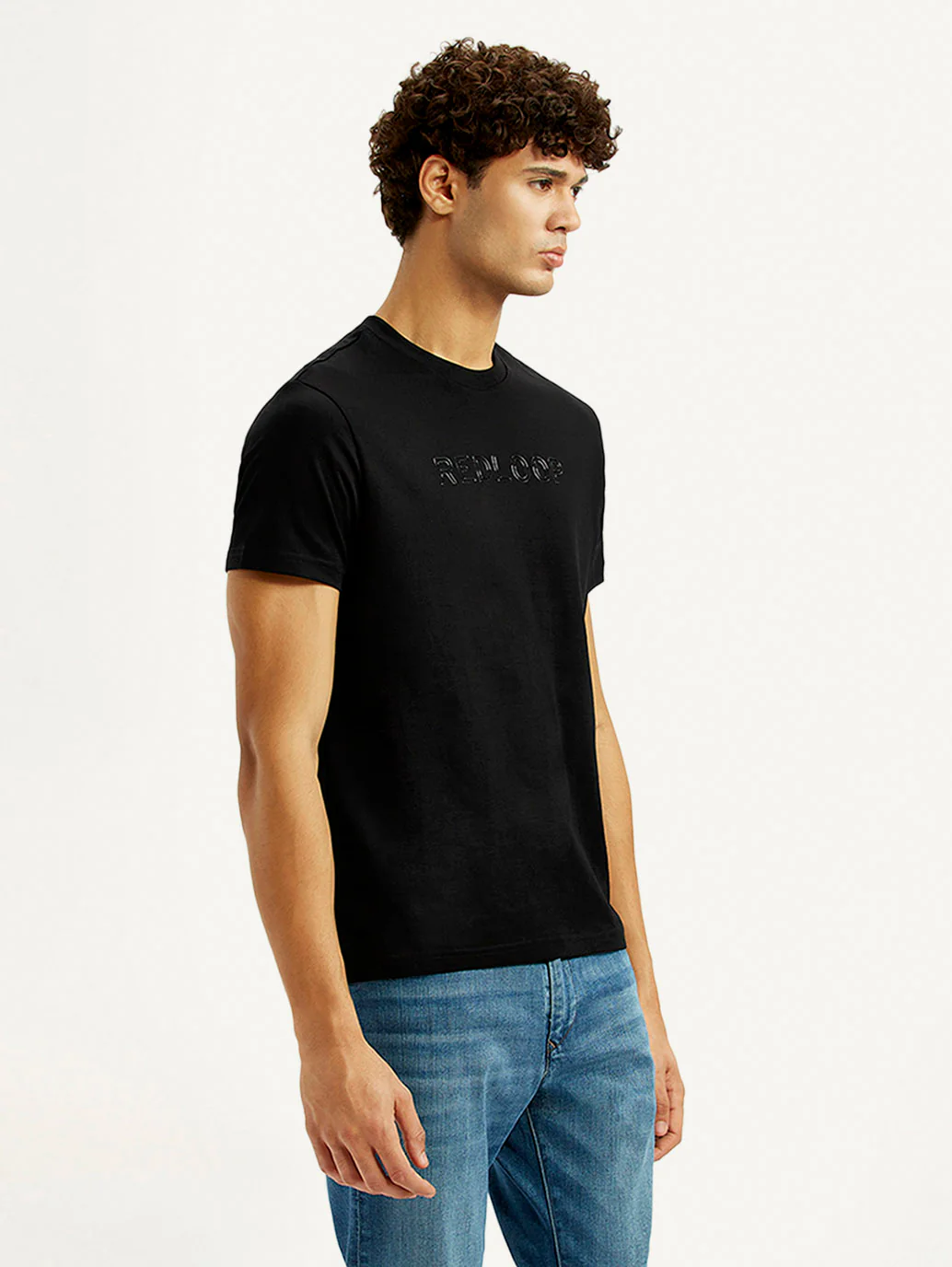 Men's Redloop Typography Black Slim Fit T-shirt - Image 5