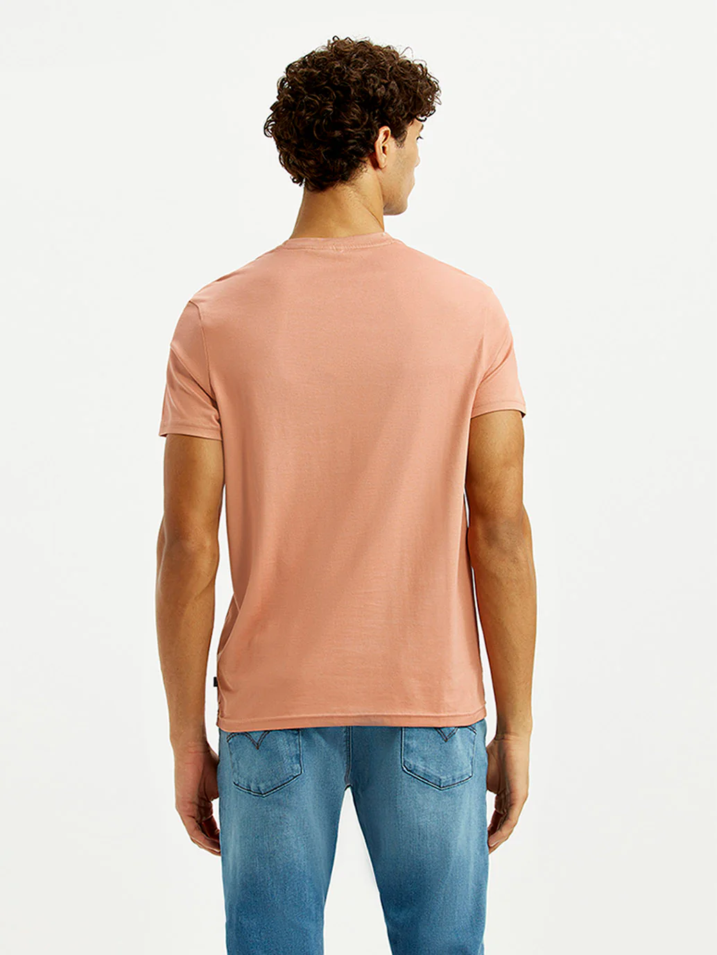 Men's Redloop Typography Peach Slim Fit T-shirt - Image 3