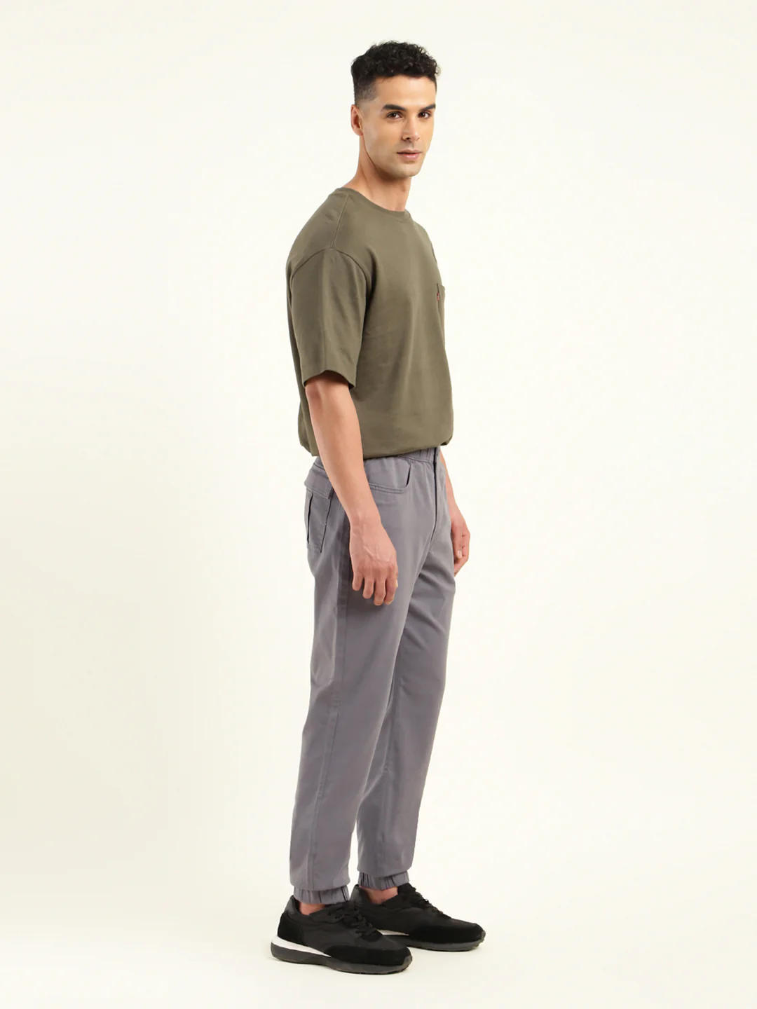 Men's Relaxed Fit Grey Jogger Cargos - Image 3