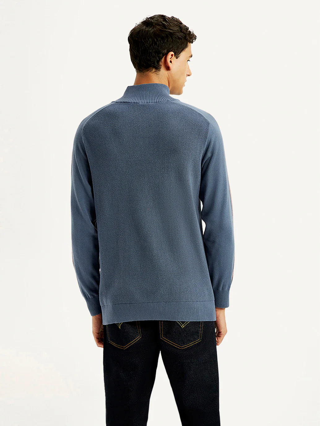Men's Self Design Blue Sweater - Image 2