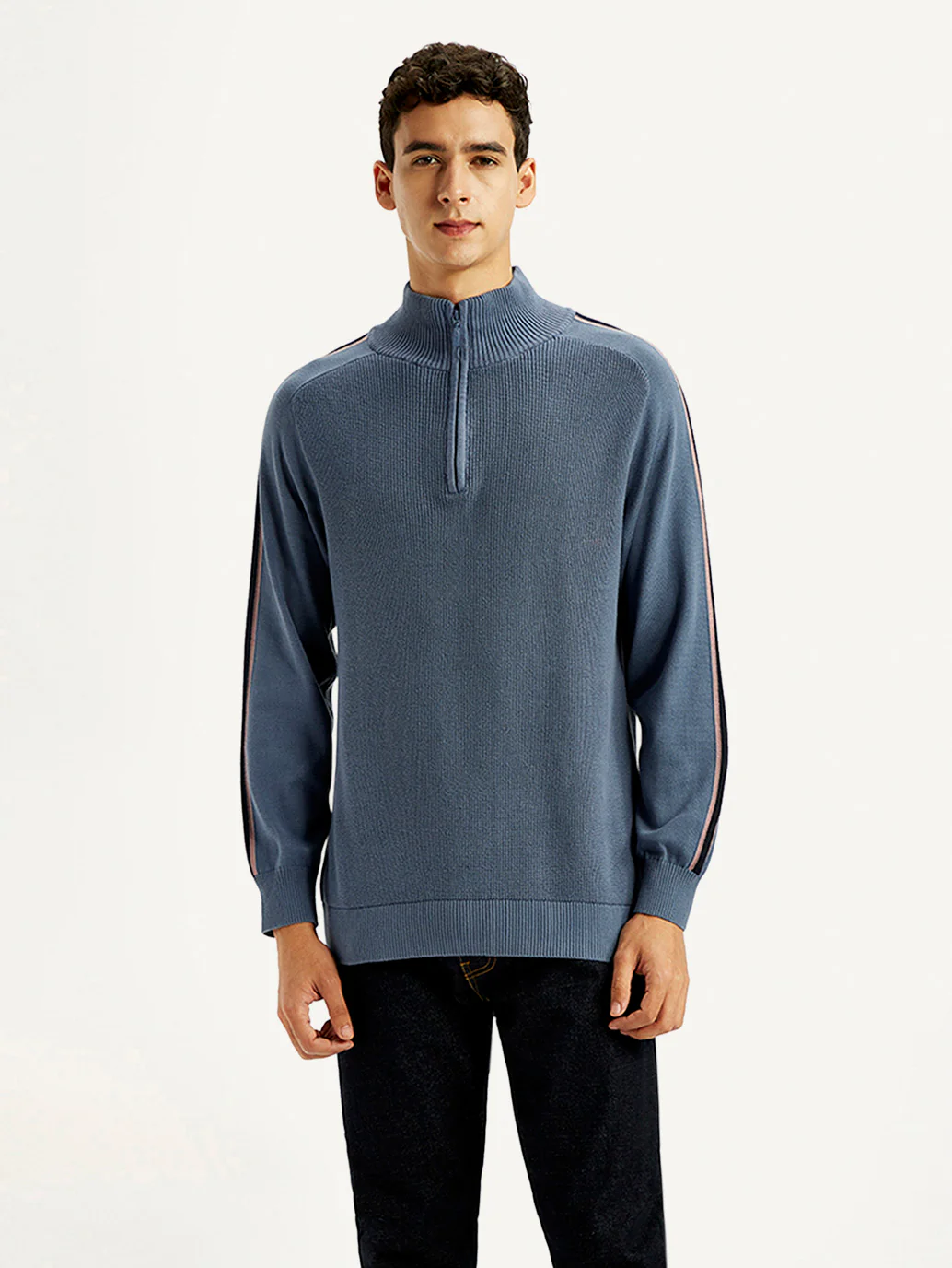 Men's Self Design Blue Sweater - Image 6