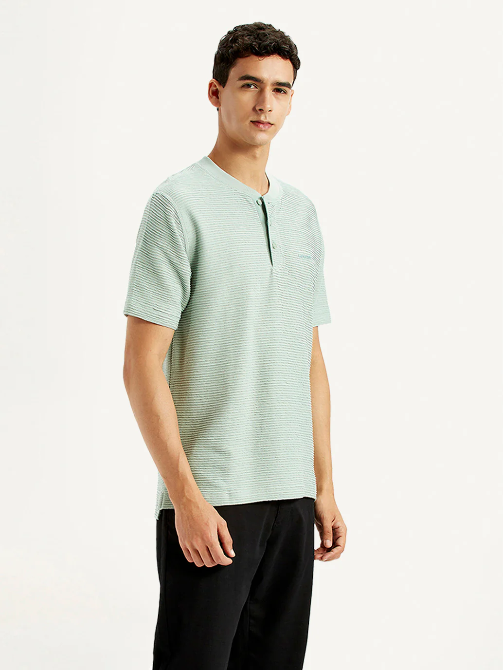 Men's Self Design Green Slim Fit T-Shirt - Image 5