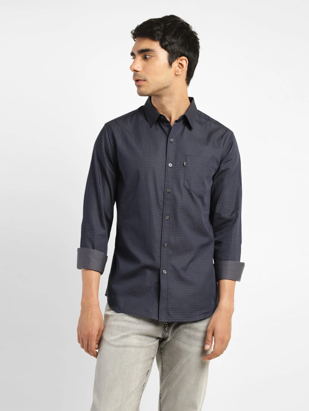 Men's Self Design Slim Fit Shirt - Image 2