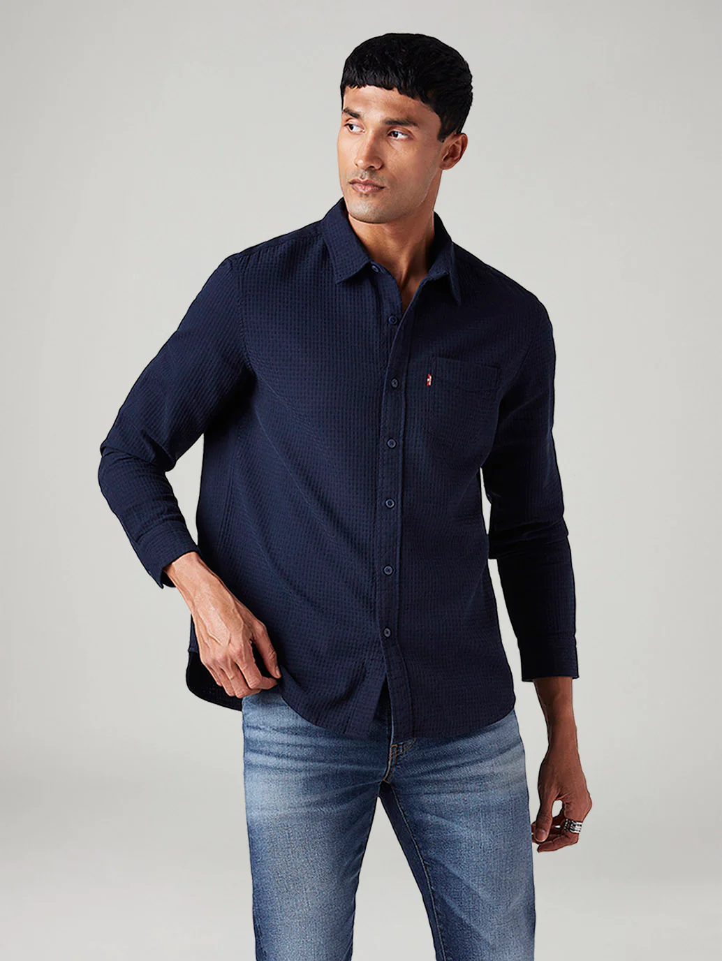 Men's Self Design Slim Fit Textured Shirt