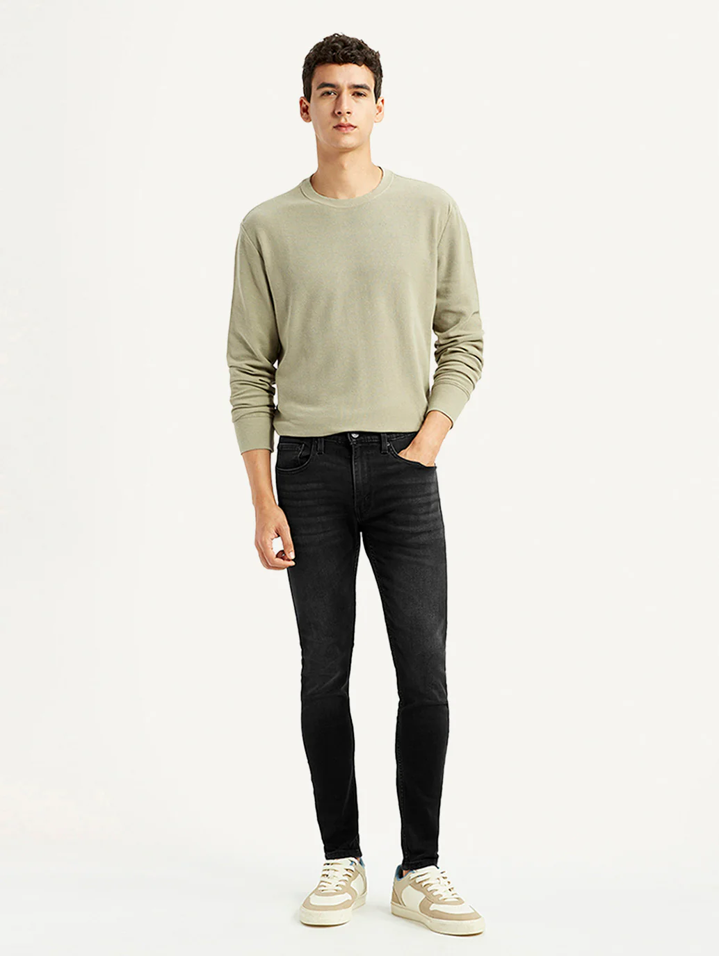 Men's Black Skinny Tapered Fit Mid Rise Kooltex Jeans