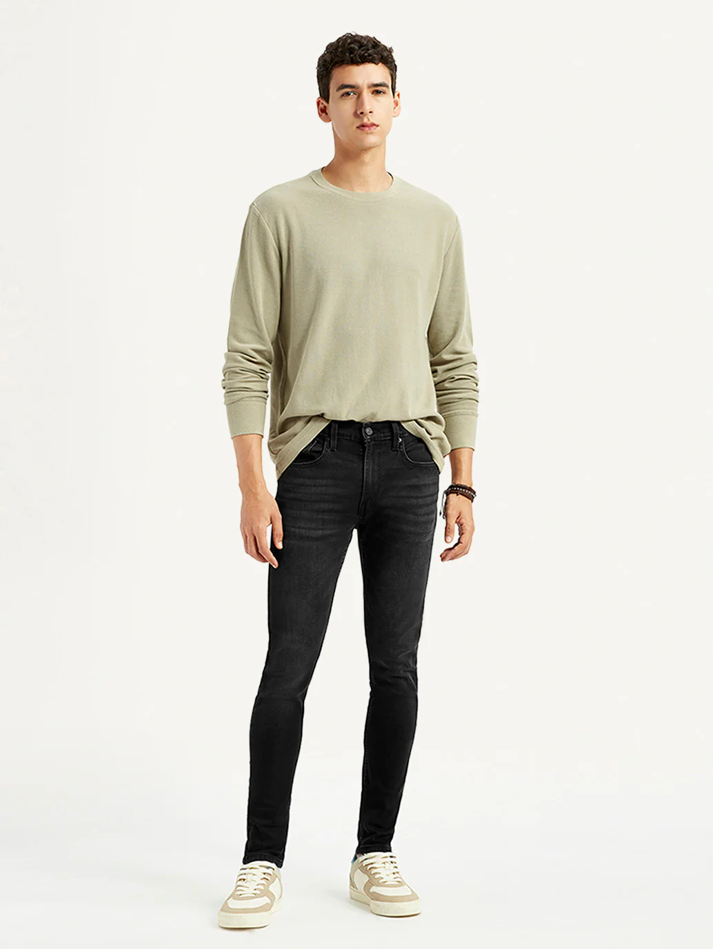 Men's Black Skinny Tapered Fit Mid Rise Kooltex Jeans - Image 6