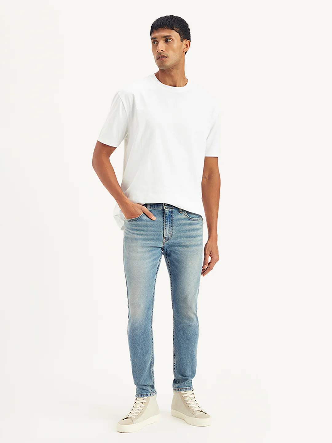 Men's Light Blue Skinny Fit Mid Rise Jeans