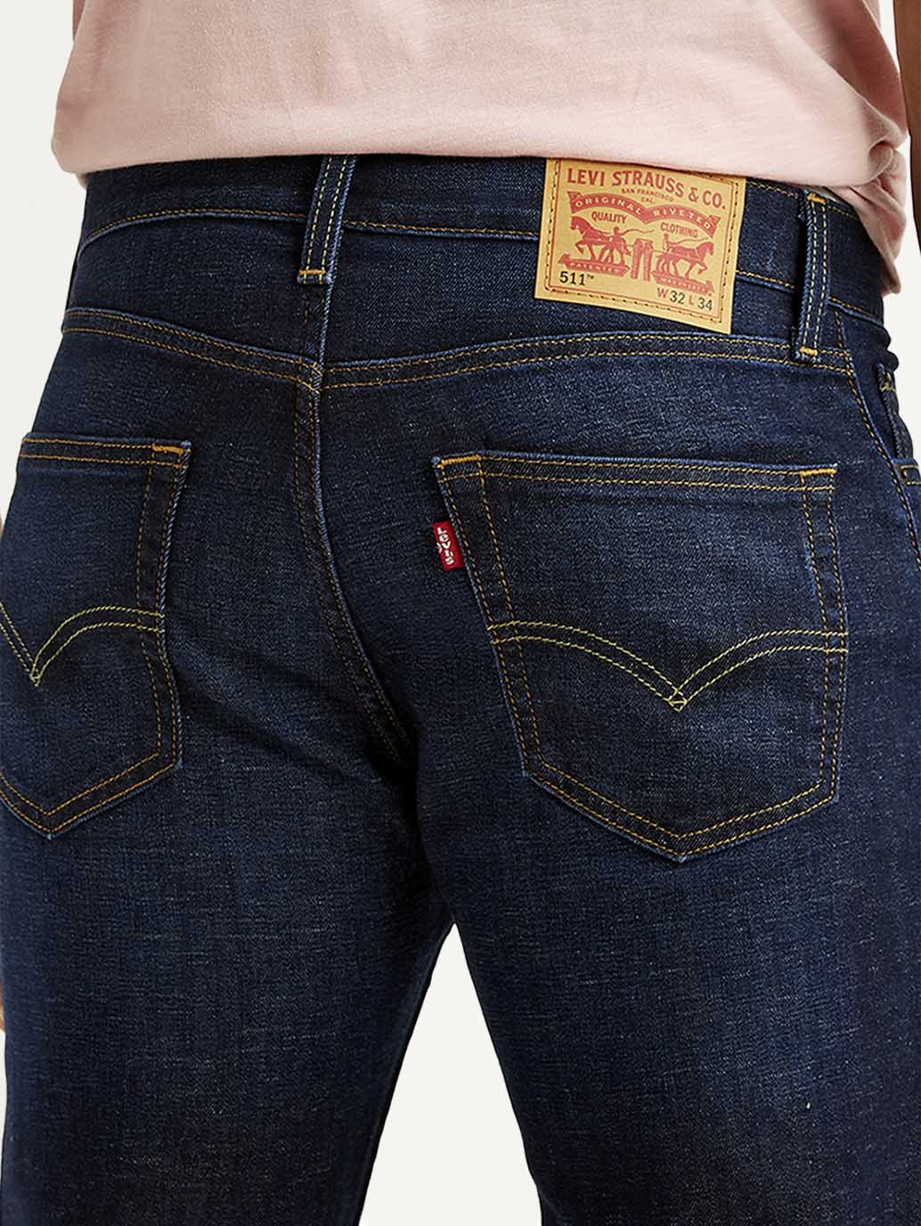 Men's 511 Navy Slim Fit Mid Rise Linen Jeans - Image 5