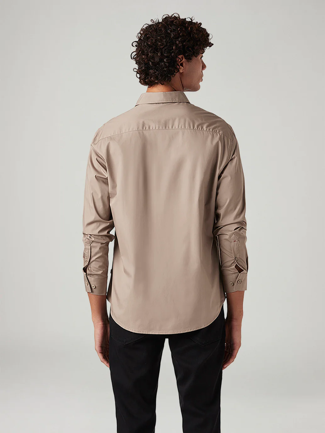 Men's Solid Beige Slim Fit Shirt - Image 3