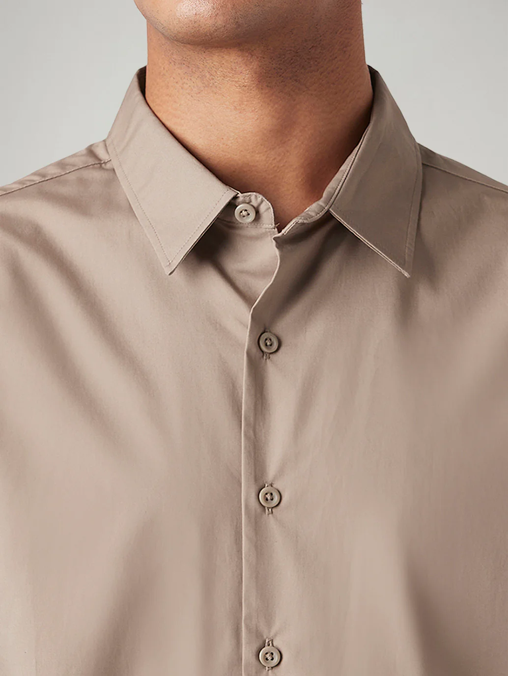 Men's Solid Beige Slim Fit Shirt - Image 5