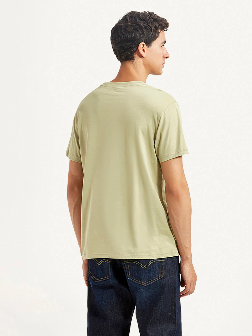 Men's Solid Beige Slim Fit T-shirt - Image 3