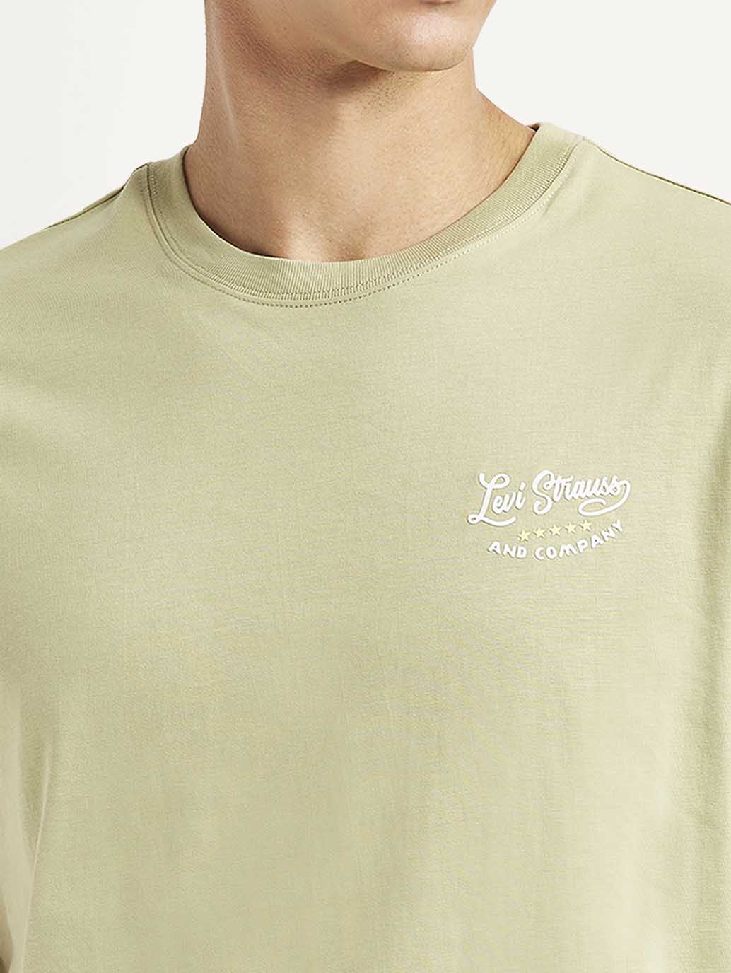 Men's Solid Beige Slim Fit T-shirt - Image 4