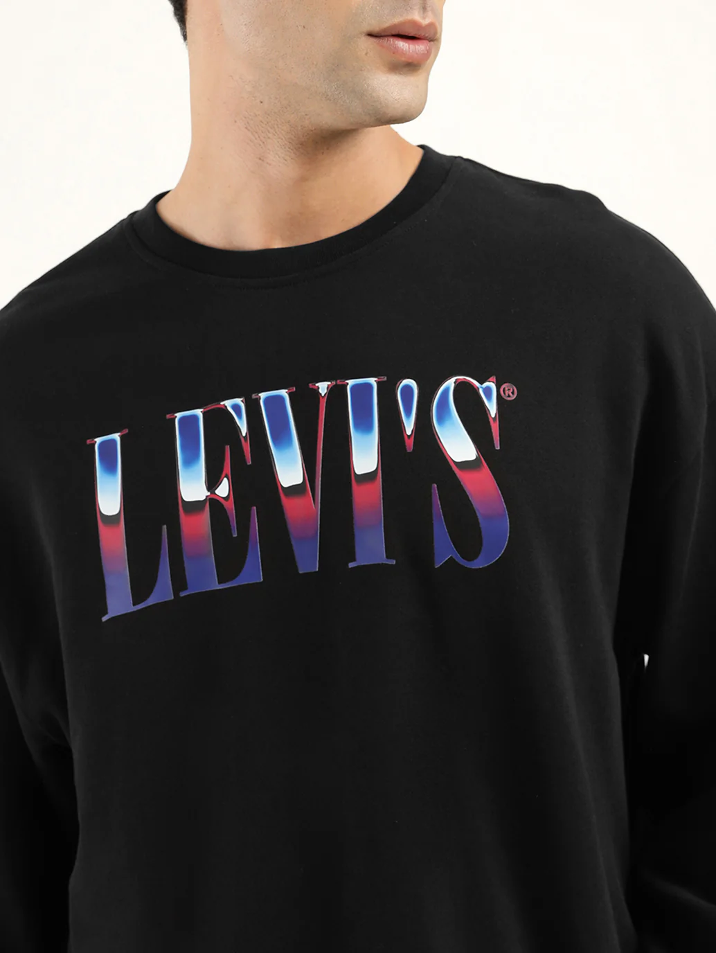 Men's Solid Black Crew Neck Sweatshirt - Image 4