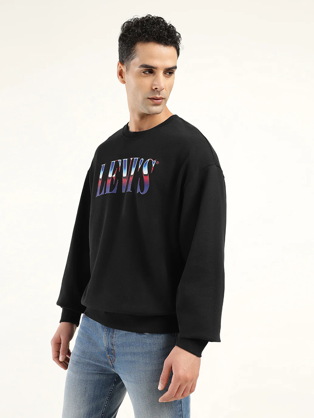 Men's Solid Black Crew Neck Sweatshirt - Image 5