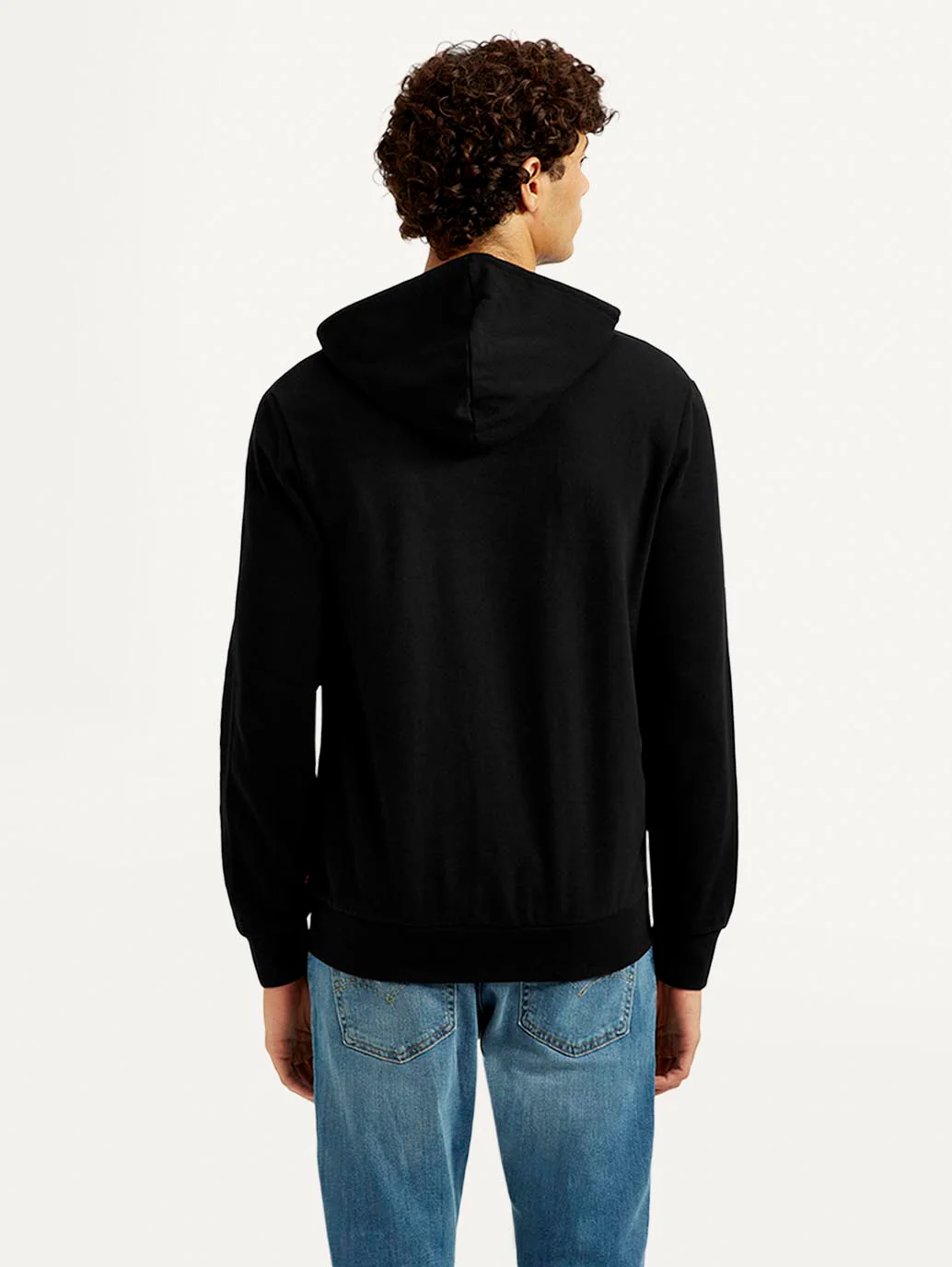Men's Solid Black Hooded Sweatshirt - Image 3