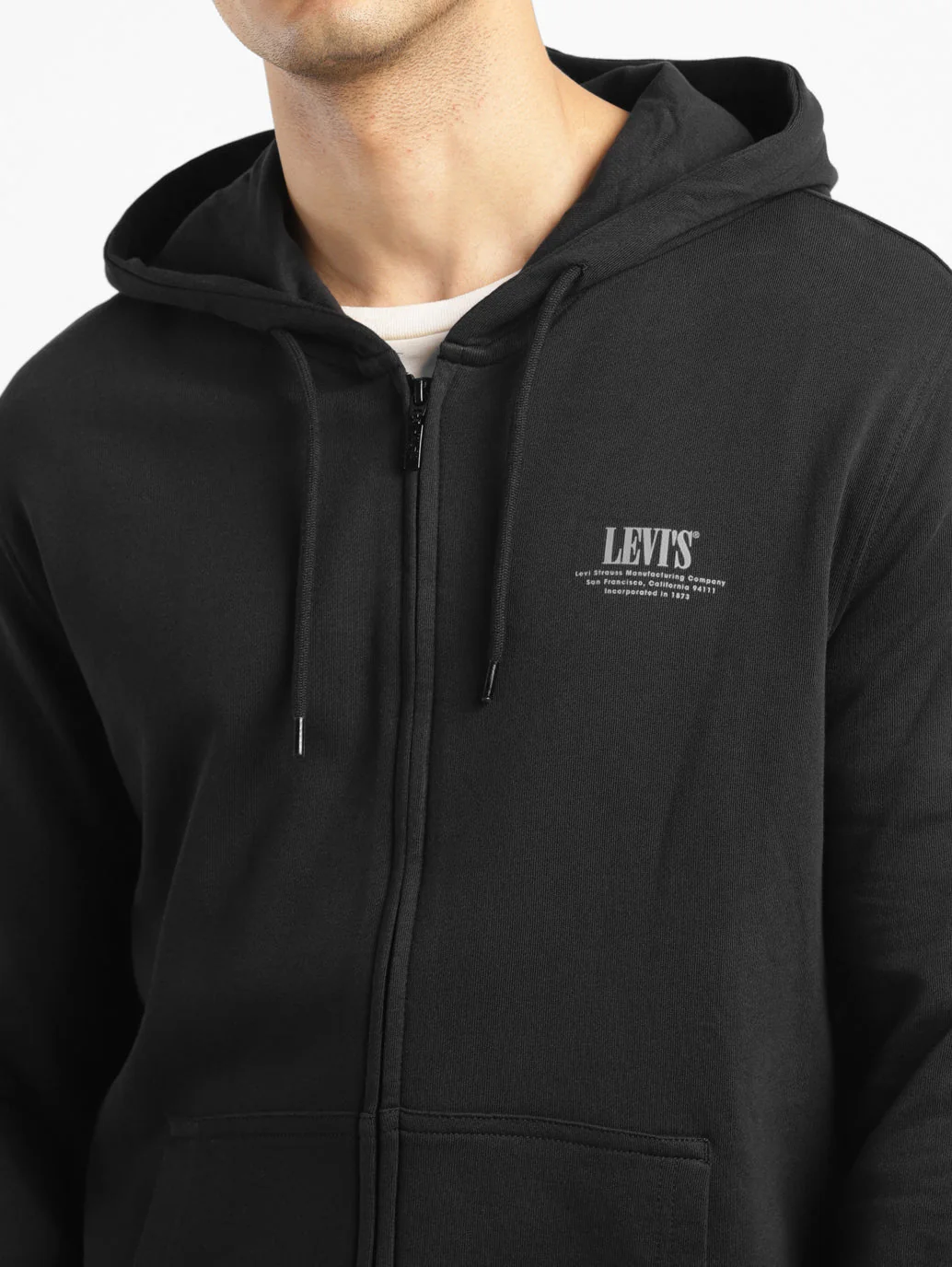 Men's Solid Black Hooded Sweatshirt - Image 5