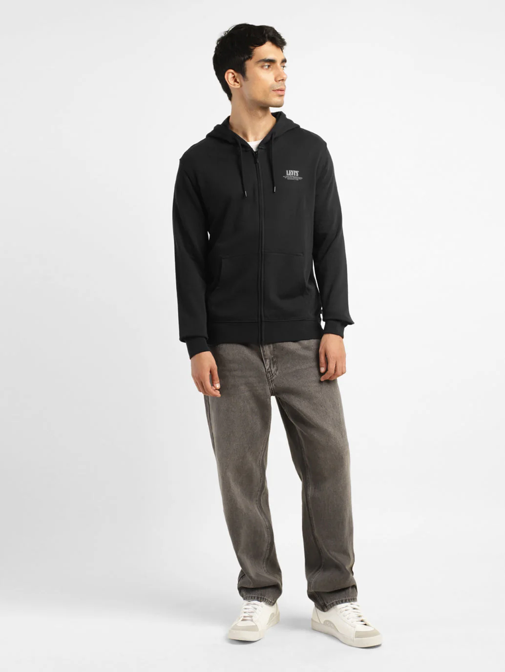 Men's Solid Black Hooded Sweatshirt - Image 6