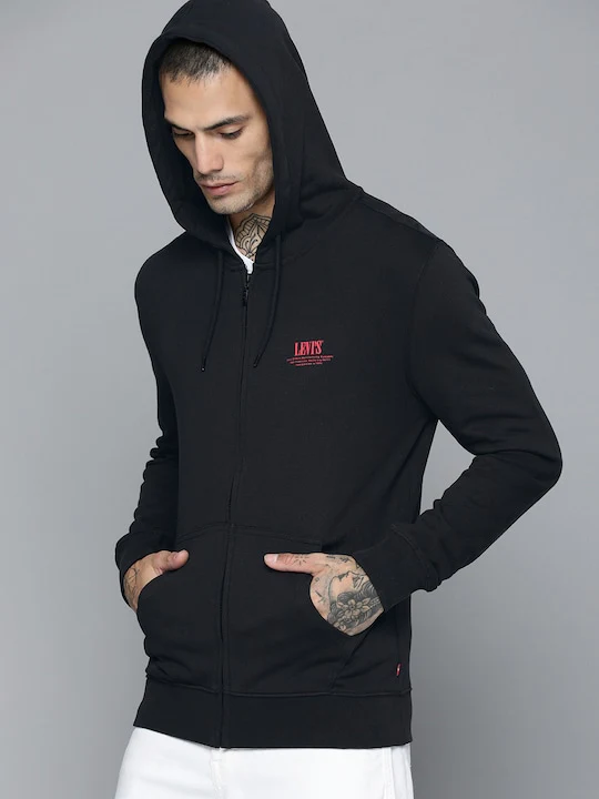 Men's Solid Black Hooded Sweatshirt - Image 7