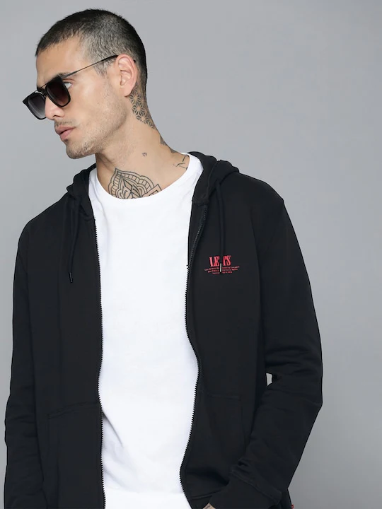 Men's Solid Black Hooded Sweatshirt - Image 8