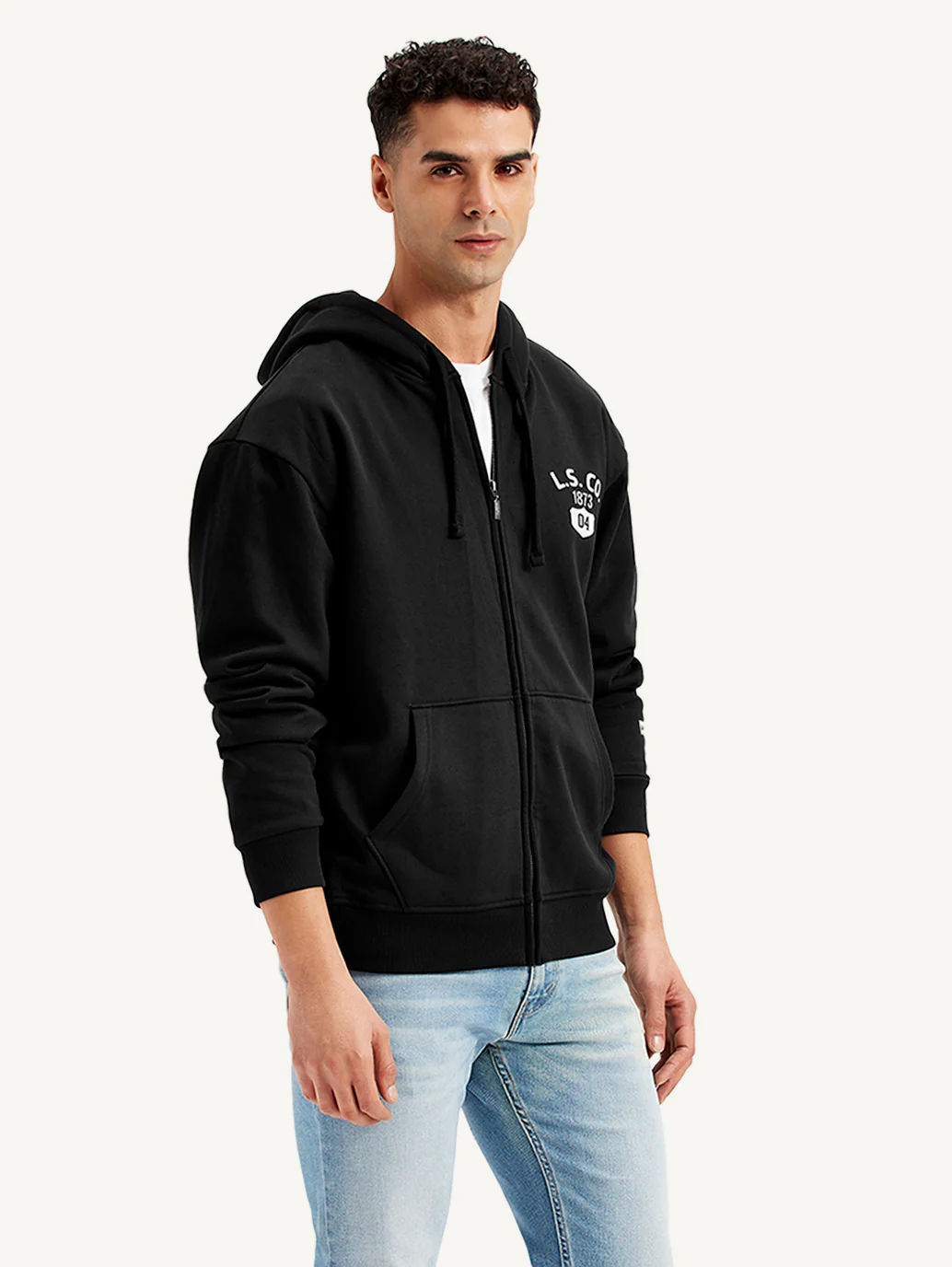 Men's Solid Black Hooded Sweatshirt - Image 5