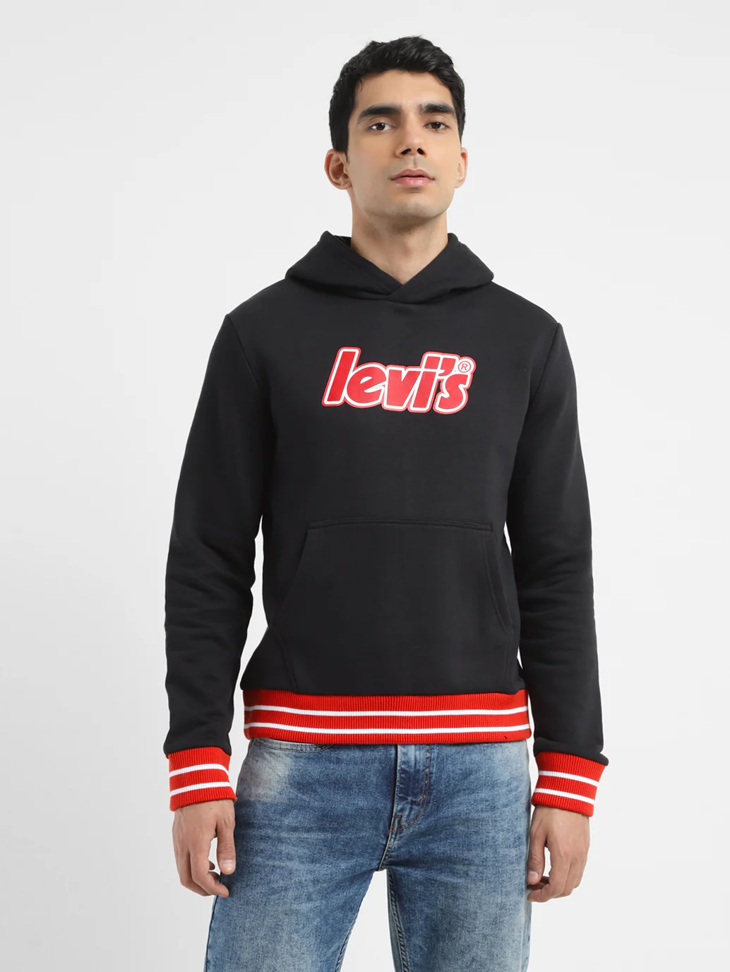 Men's Brand Logo Black Hooded Sweatshirt - Image 2
