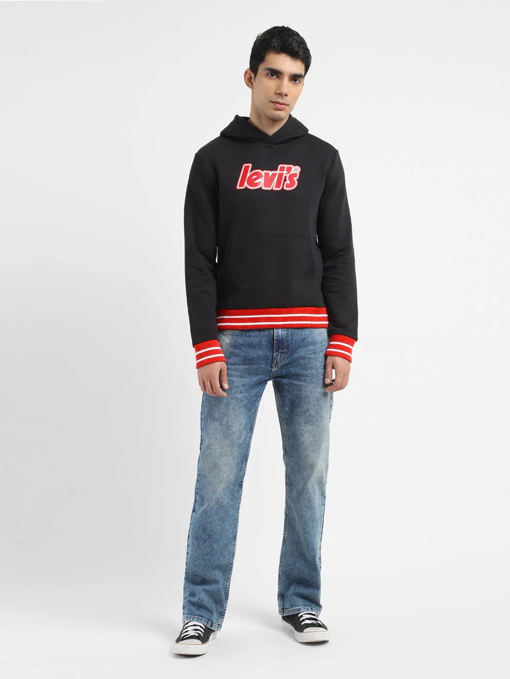 Men's Brand Logo Black Hooded Sweatshirt - Image 6