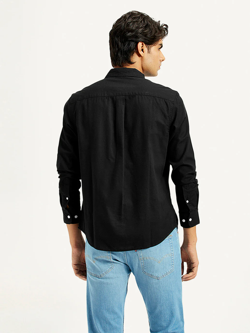Men's Solid Black Slim Fit Shirt - Image 2
