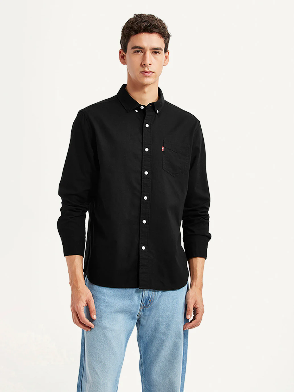Men's Solid Black Slim Fit Shirt - Image 2