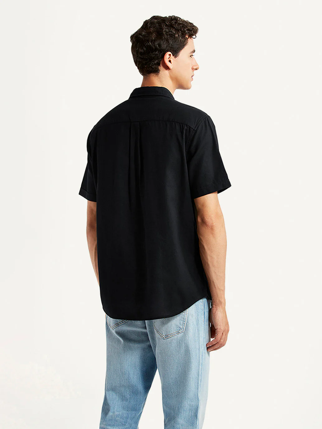 Men's Solid Black Slim Fit Oxford Shirt - Image 3